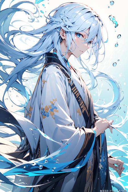 20276-3573394872--Chinese style, solo, long hair, blue eyes, 1boy, looking at viewer, male focus, bangs, white hair, closed mouth, hair between e.png